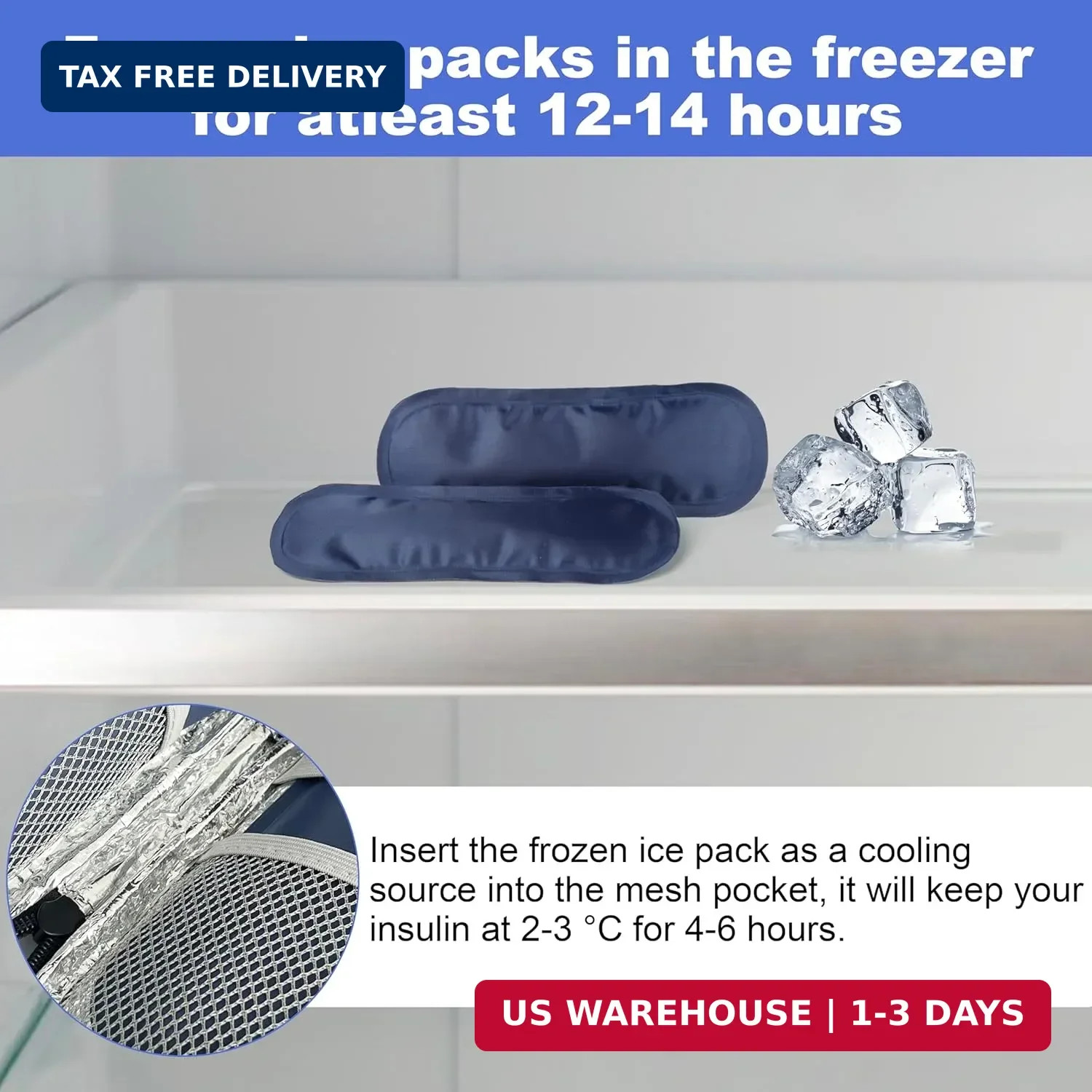 Insulin Pen Cooler Travel Case with 2 Reusable TSA Approved Ice Packs, Diabetic