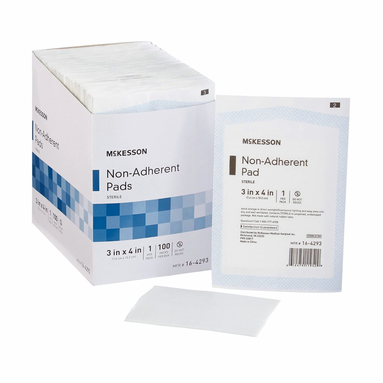 Non-Adherent Wound Pads 3×4 Inch, 100 Count, Sterile Non-Stick Dressings, Absorb