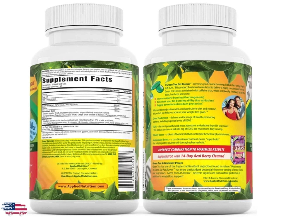 Applied Nutrition Green Tea Weight Loss Supplement, 180 Capsules Free Shipping .