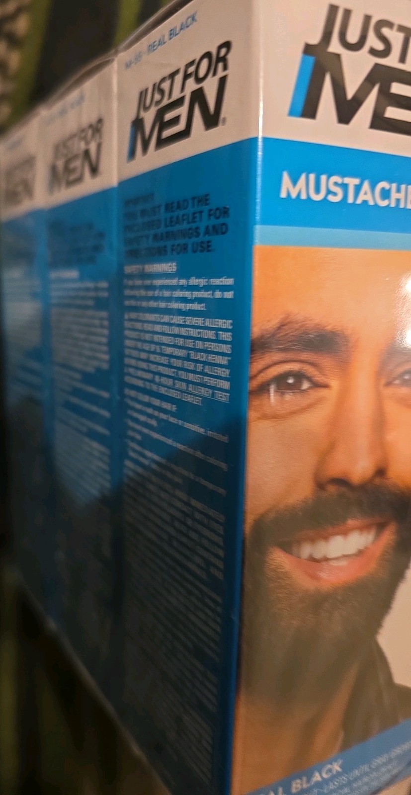 Just For Men Mustache & Beard (M-55) Brush-In Color Base – Real Black(3 Pack)