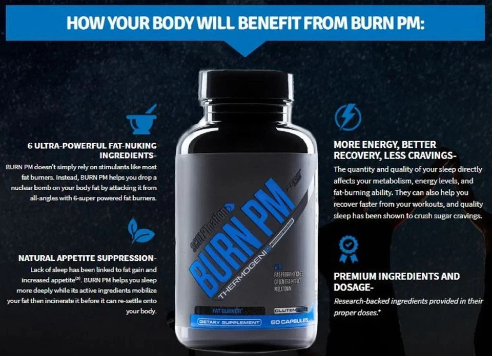 3 Pack BURN PM Sculptnation Thermogenic Natural Enhance Fat Burner weight Loss