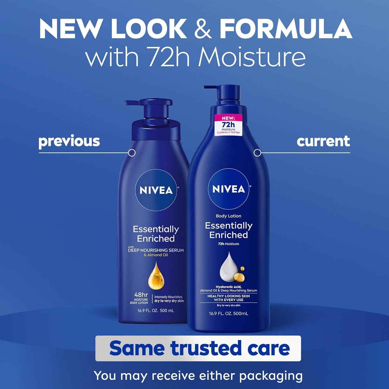NIVEA Essentially Enriched Body Lotion for Very Dry Skin 16.9 Fl Oz Pump Bottle