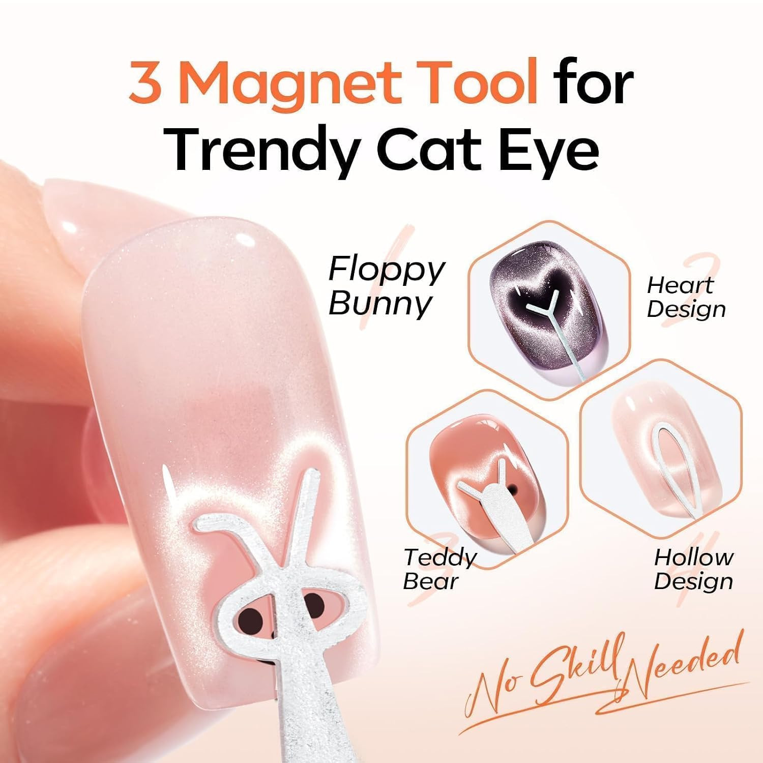 Cat Eye Magnet Set for Nails, Heart Cat-Eye Scissor-Shaped Magnets Tool, 2 in On