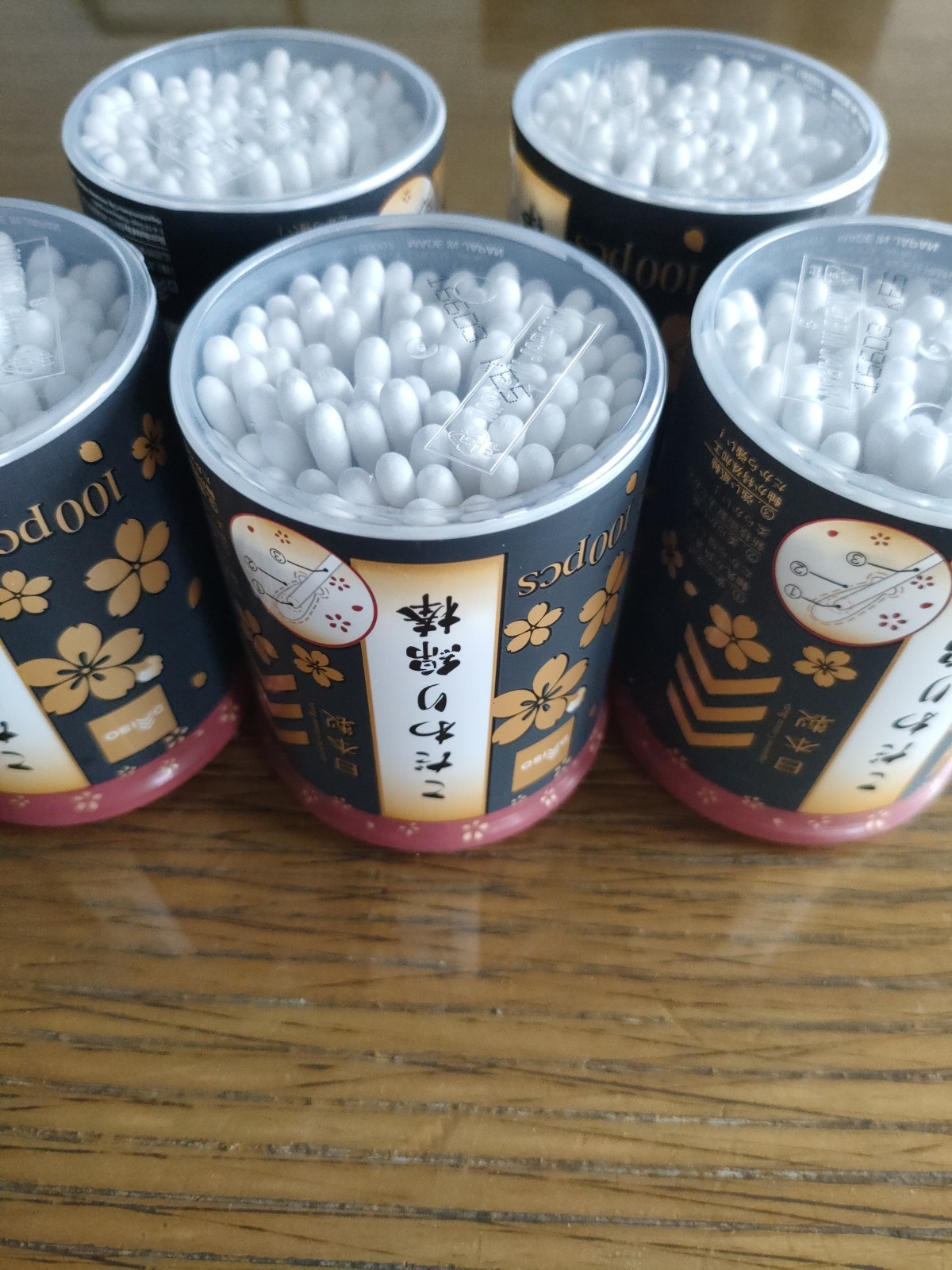 DAISO Japanese Premium Cotton Buds 100pcs x5 Sakura Design Made in Japan New