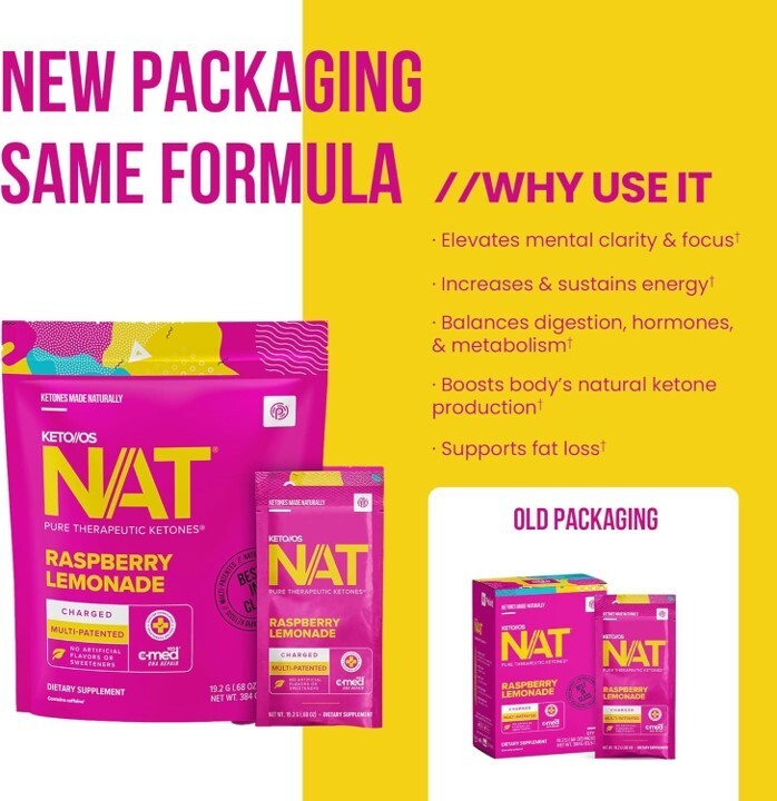 PRUVIT Keto OS NAT RASPBERRY LEMONADE CAFFEINE FREE 20 Pack Sealed Free Ship