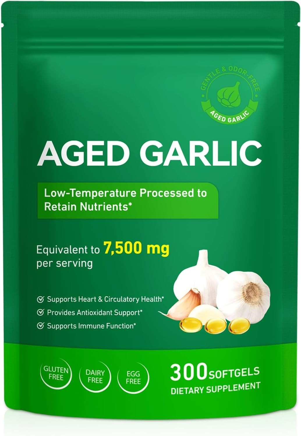 High-Potency Aged Garlic Extract Softgels – 300 Count for Heart Health