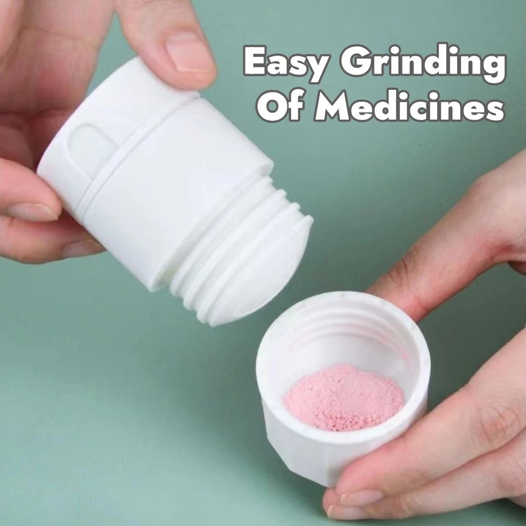 Pill Crusher Cutter and Grinder Combo with Drinking Cup Storage by easycare
