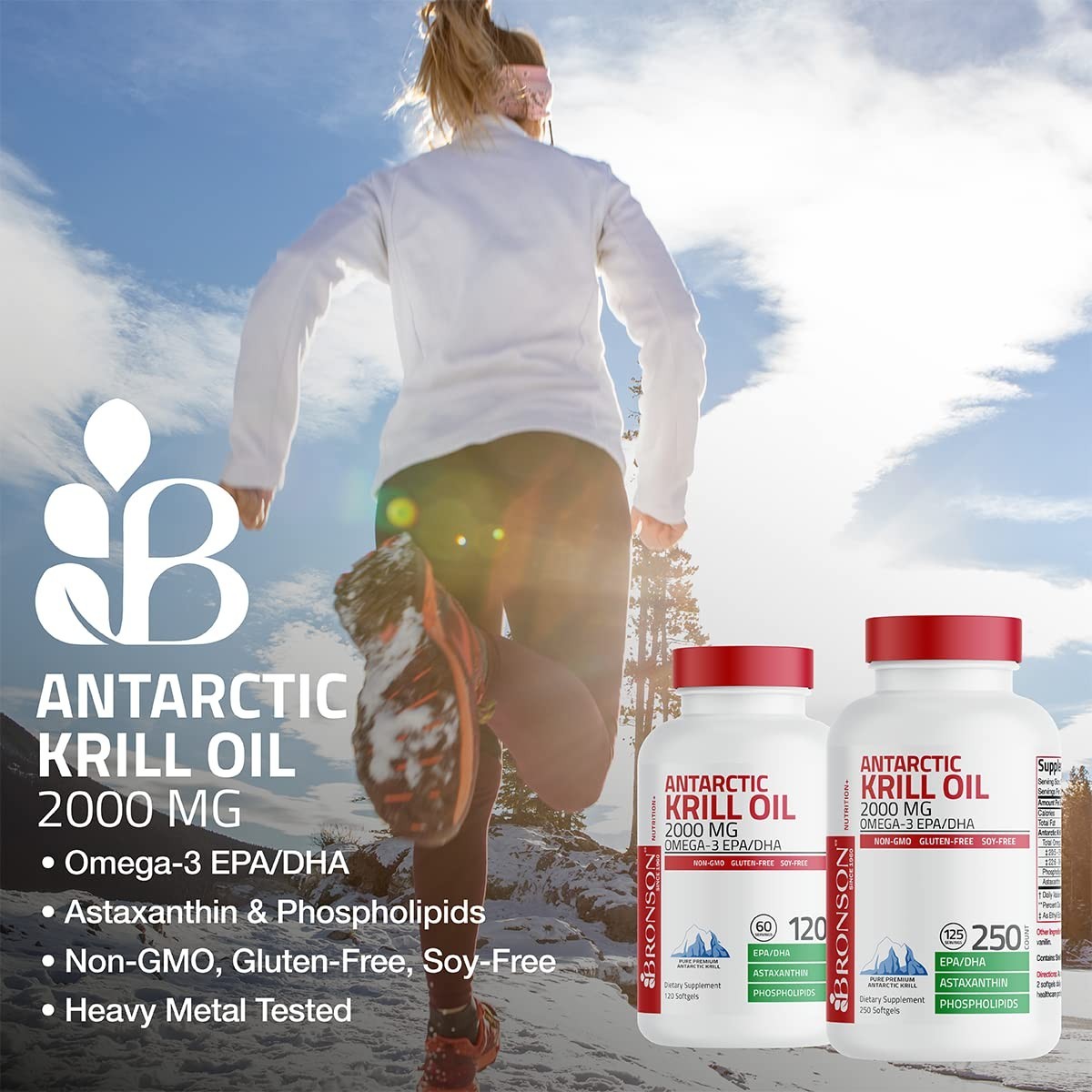 2000mg Antarctic Krill Oil Softgels – Omega-3s EPA DHA, Astaxanthin, Phospholipi