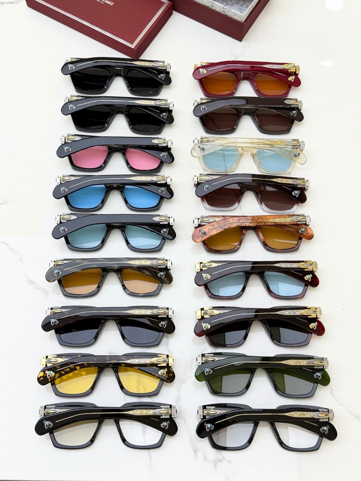 JACQUES MARIE MAGE Sterett Sunglasses Dark Havana Green Lens Turquoise Inlay