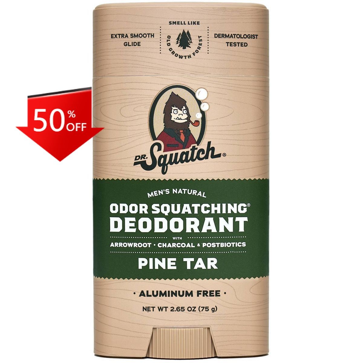 DR. SQUATCH Men’s Solid Deodorant Pine Tar – 2.65oz