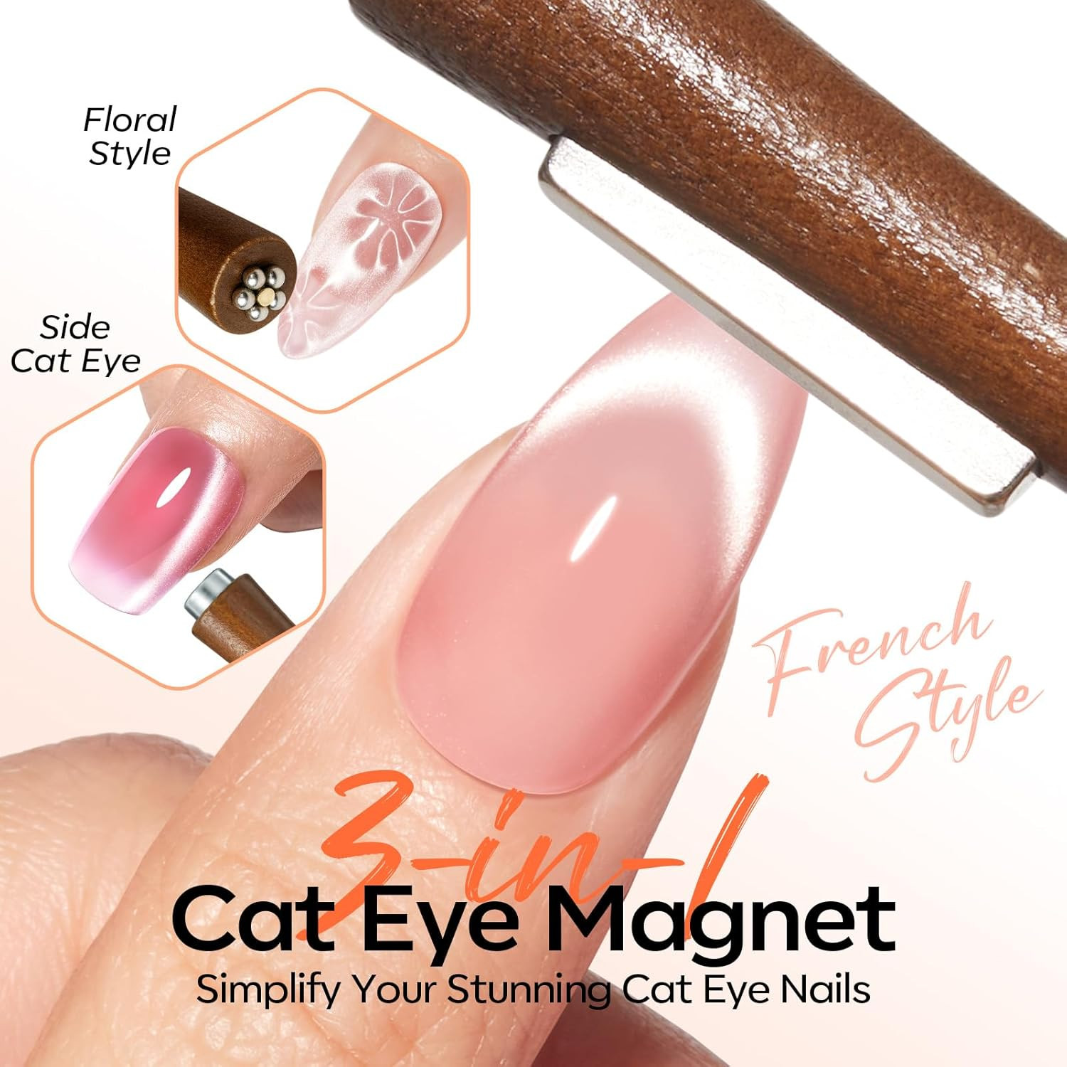 Cat Eye Gel Polish Magnet for Nails, Cateye Magnet Tools Heart&Hole Square Power