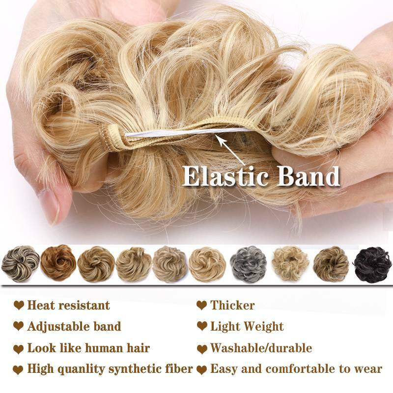 Natural Curly Messy Bun Hair Piece Scrunchie Updo Hair Extensions Real as Human