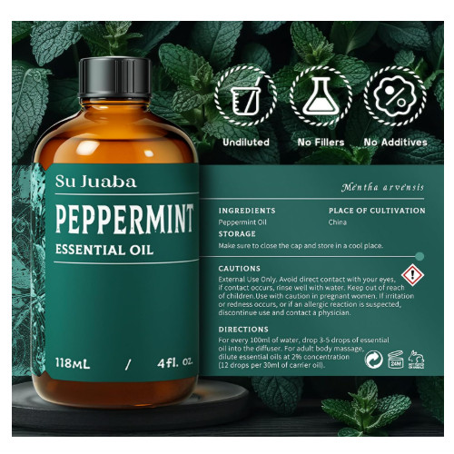 Peppermint Essential Oil – Huge 4 Fl Oz – 100% Pure and Natural – Premium Grade
