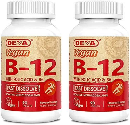 Deva Vegan Vitamin B12 Fast Dissolve Supplement – Once-Per-Day Complex with 1000