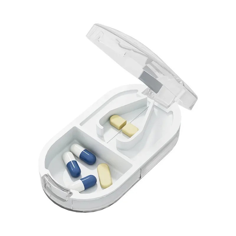 Adjustable Precise Pill Cutter Storage Box Portable Drug Tablet Medicine Dust US