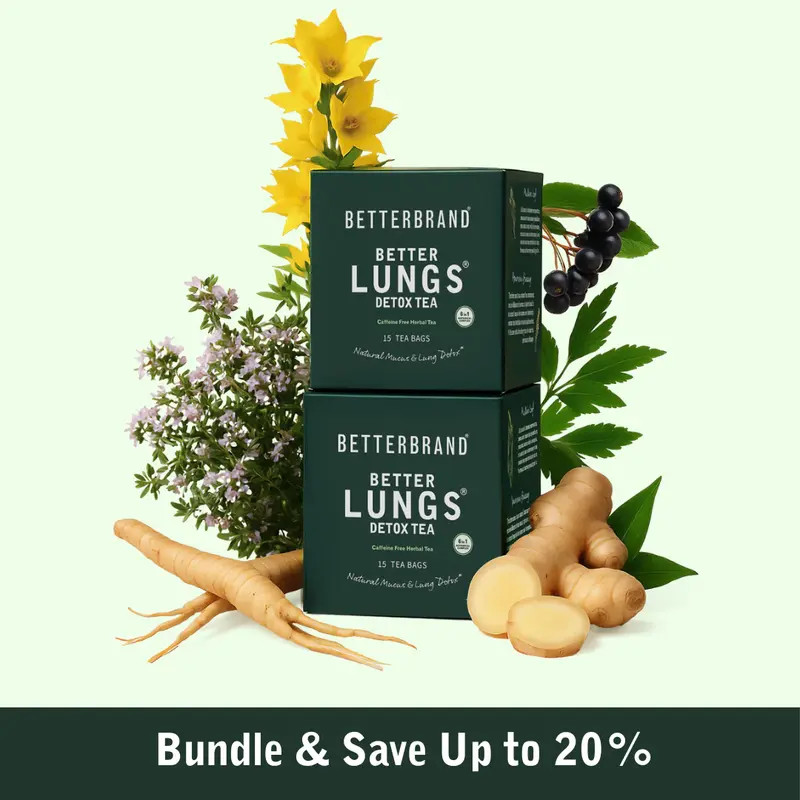 Betterbrand Lung Detox Tea Mullein Leaf Ginseng Elderberry Ginger Thyme