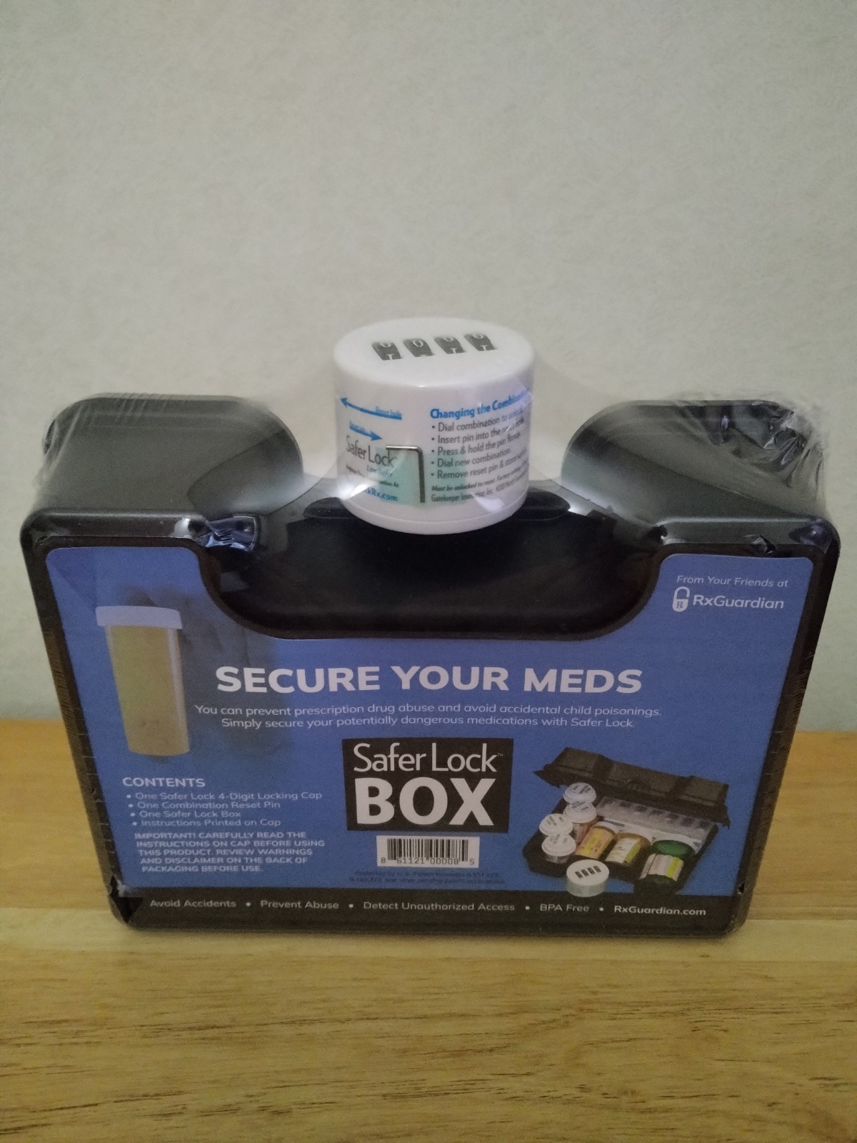 Safer Lock Box – Secure Your Meds Combination 4 Digit Locking Cap Brand New