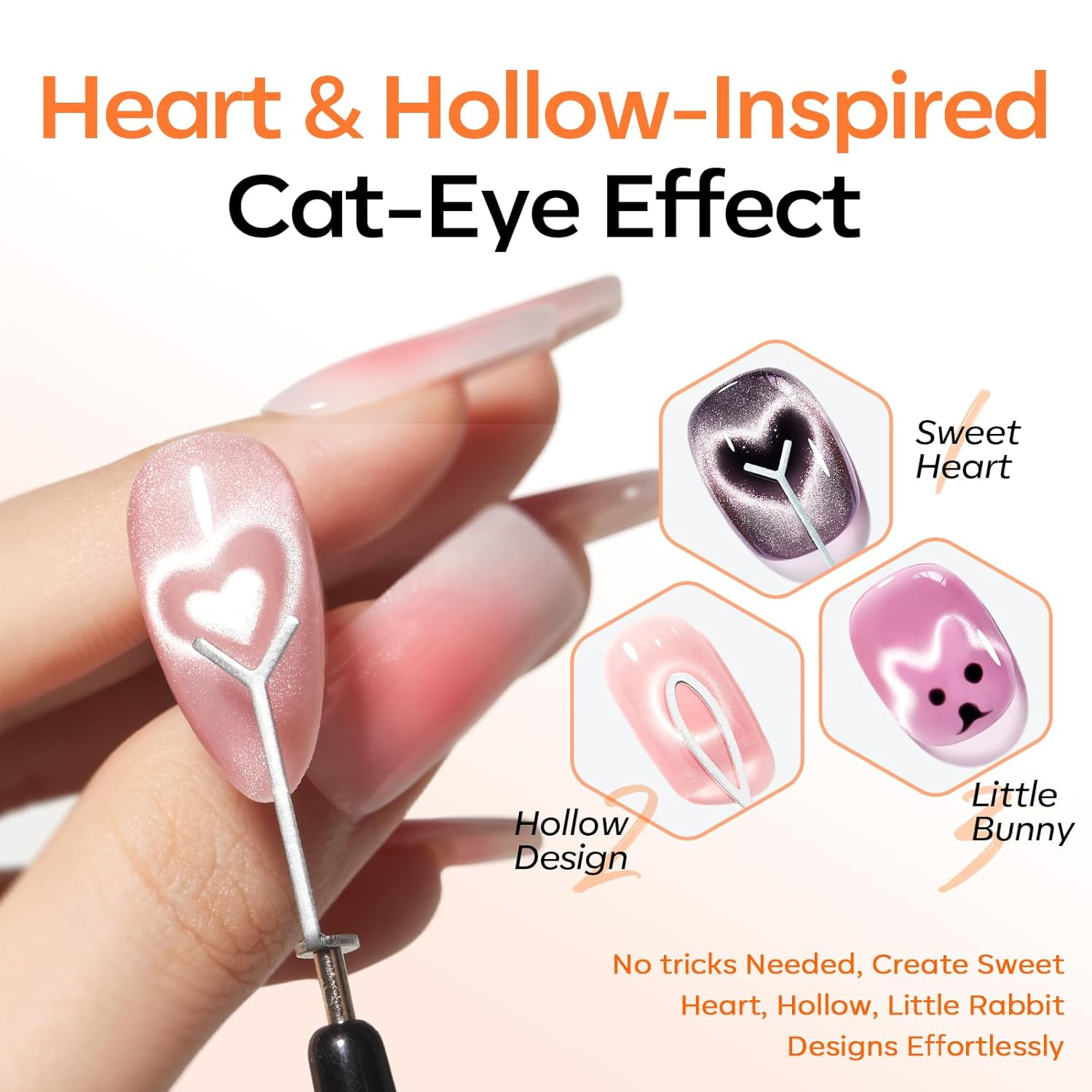 Cat Eye Gel Polish Magnet for Nails, Cateye Magnet Tools Heart&Hole Square Power