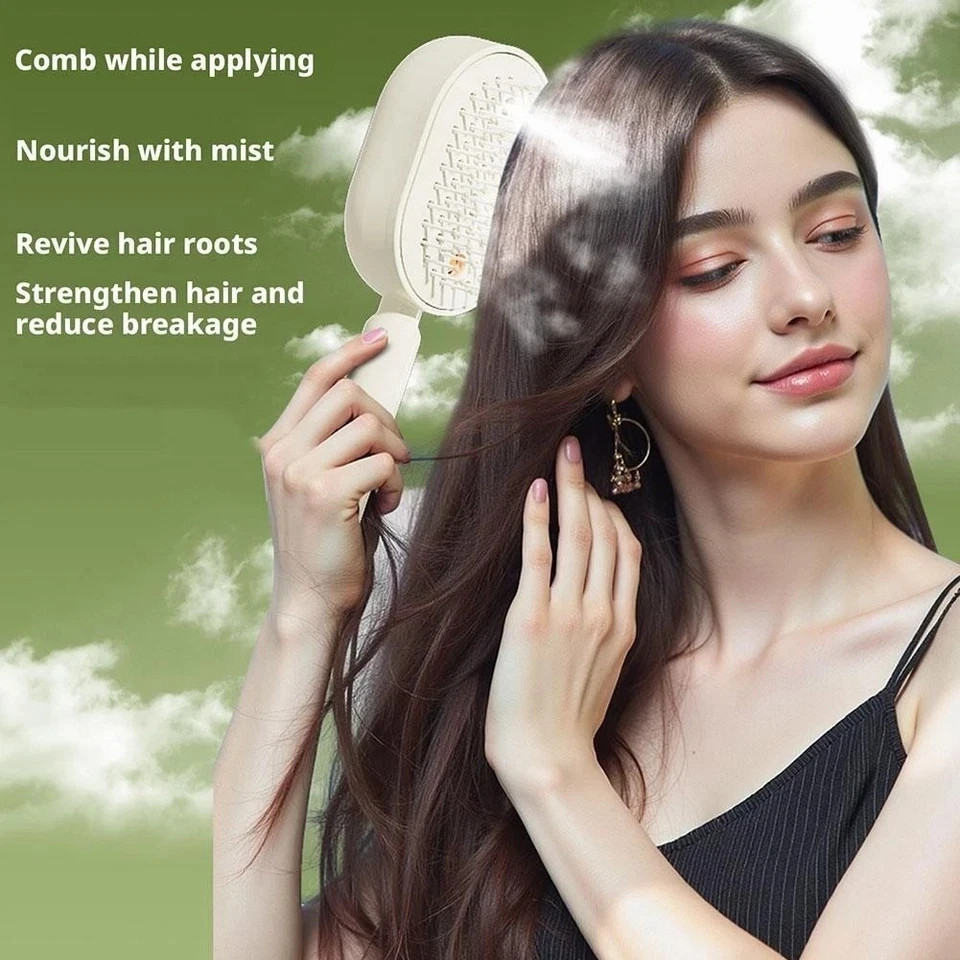 Electric Spray Air Cushion Massage Comb,Self-Cleaning Anti Tangle Electric Brush