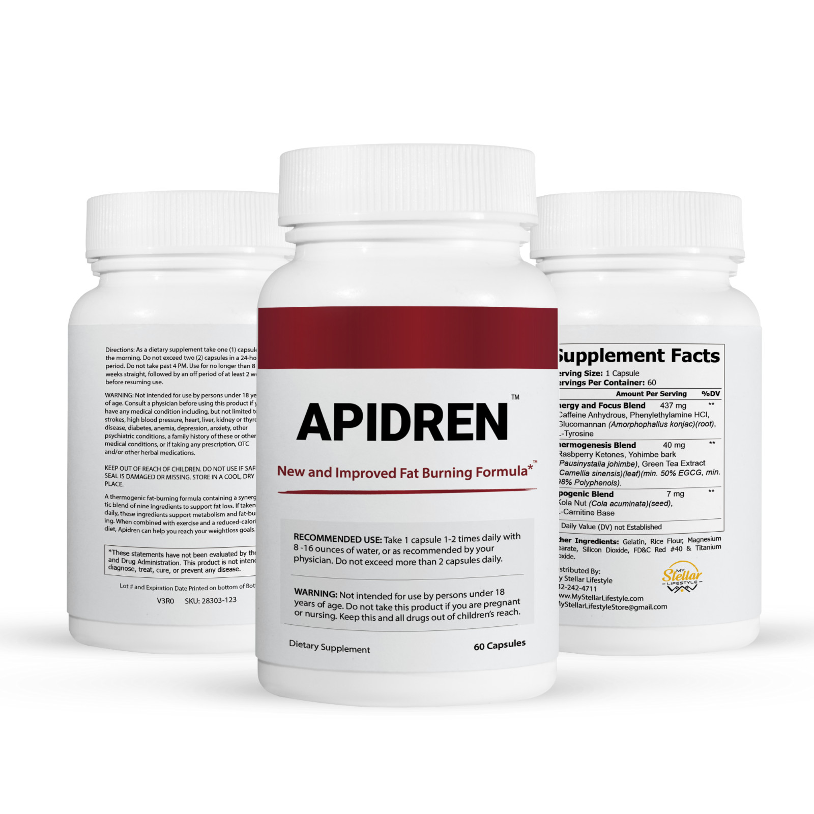 12 Pack Apidren, formula to help you burn fat-60 Capsules x12