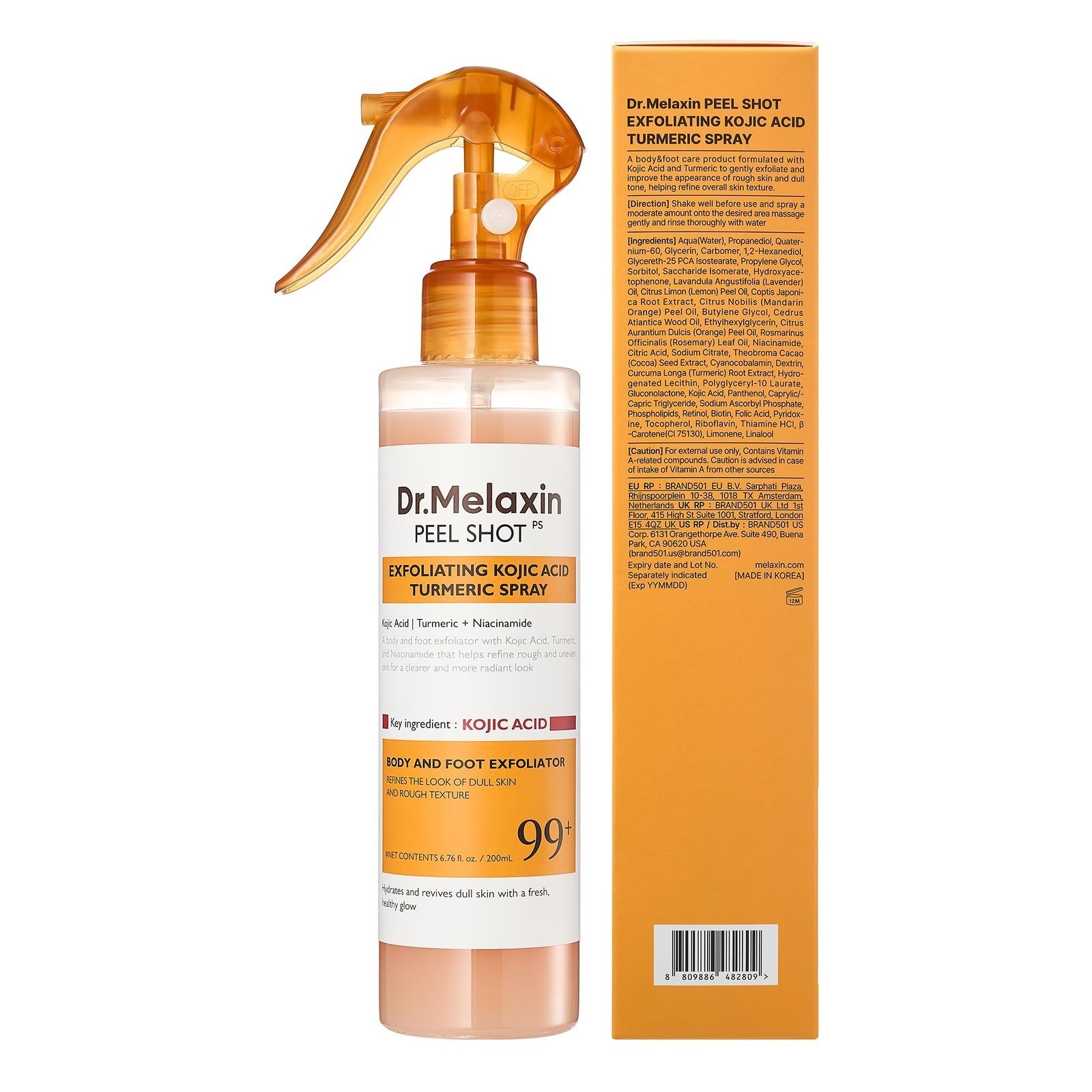 Body Keratin Care Kojic Acid Turmeric Spray Gently Exfoliating Peeling Soluti…