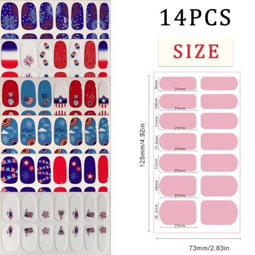 Self-Adhesive Nail Stickers for July 4th – Independence Day – 6 Sheets