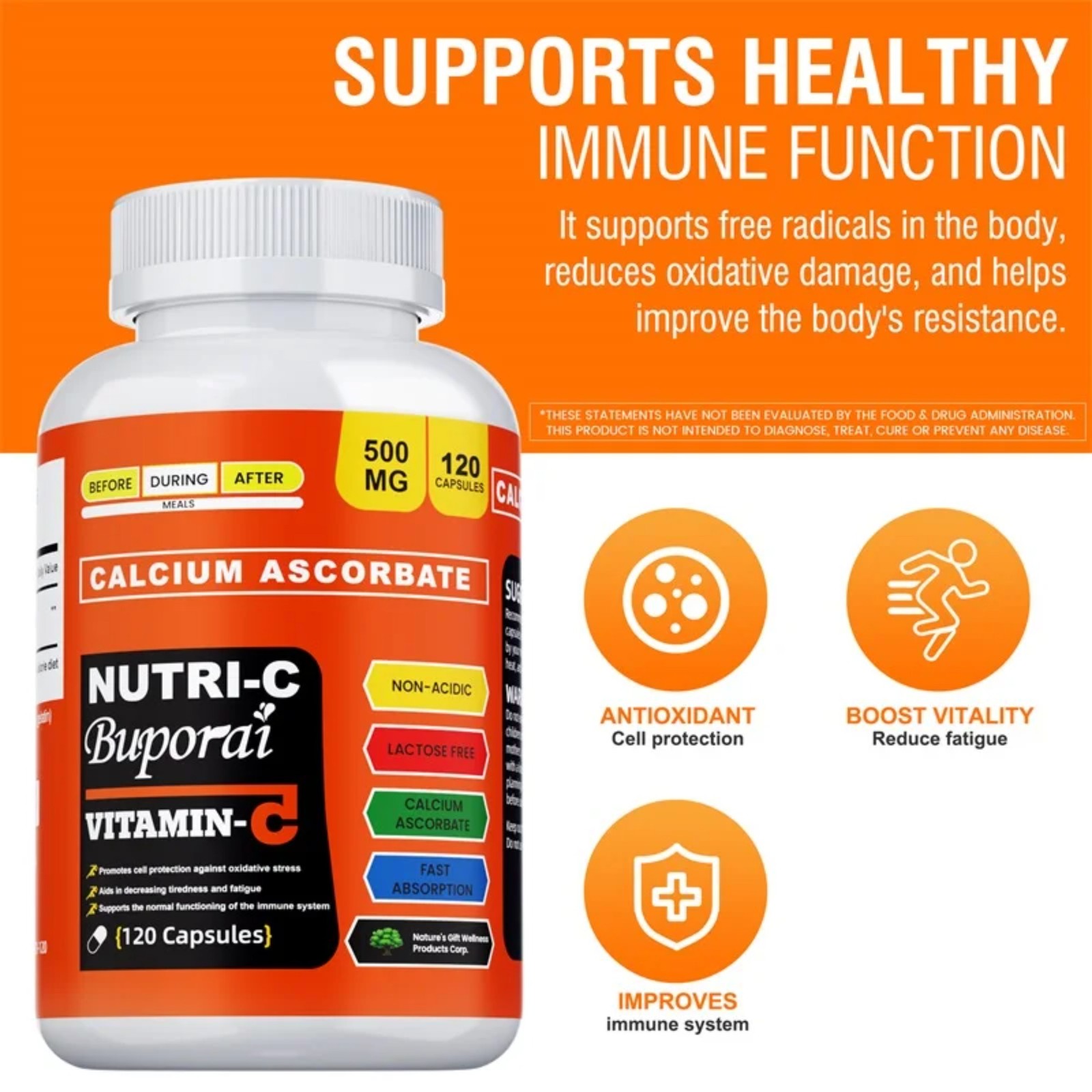 Vitamin C 240pcs, Supports Skin Nail and Hair Health,Promote Collagen Production