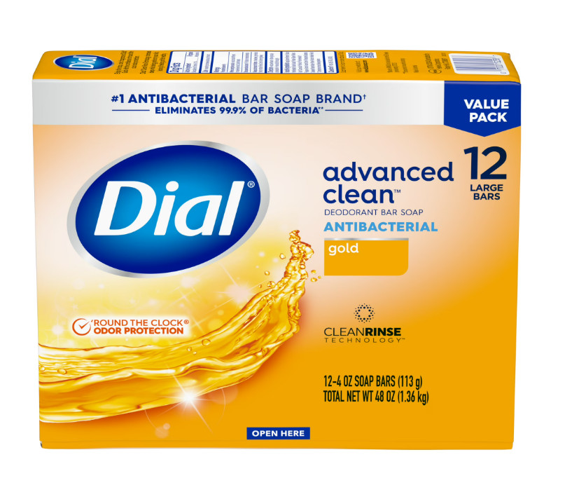 Gold Antibacterial Deodorant Bar Soap Advanced Clean 12 Pack 4oz Bars