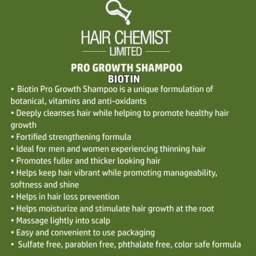 Hair Chemist Biotin Pro-Growth Shampoo & Conditioner Set – Includes 33.8oz Shamp