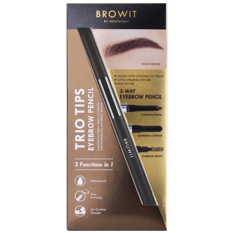 BROWIT By nongchat Trio Tips Eyebrow Pencil 3 in 1 Easy & smooth Waterproof