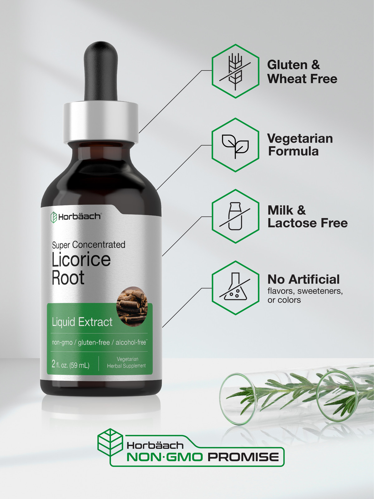 Licorice Root Liquid Extract | 2 fl oz | Alcohol Free | Vegetarian | by Horbaach