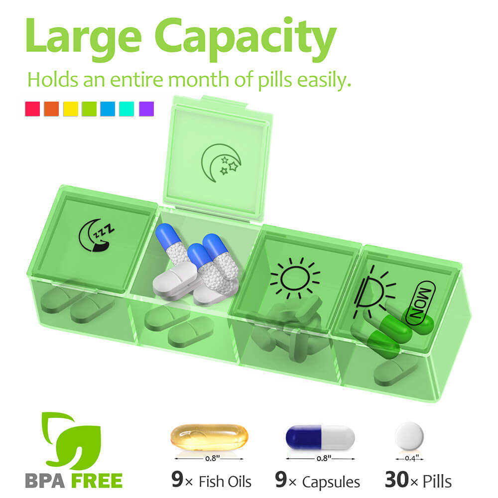 7 Day Pill Organiser Moisture-Proof Dust-Proof Large Weekly Pill Box for Fish US