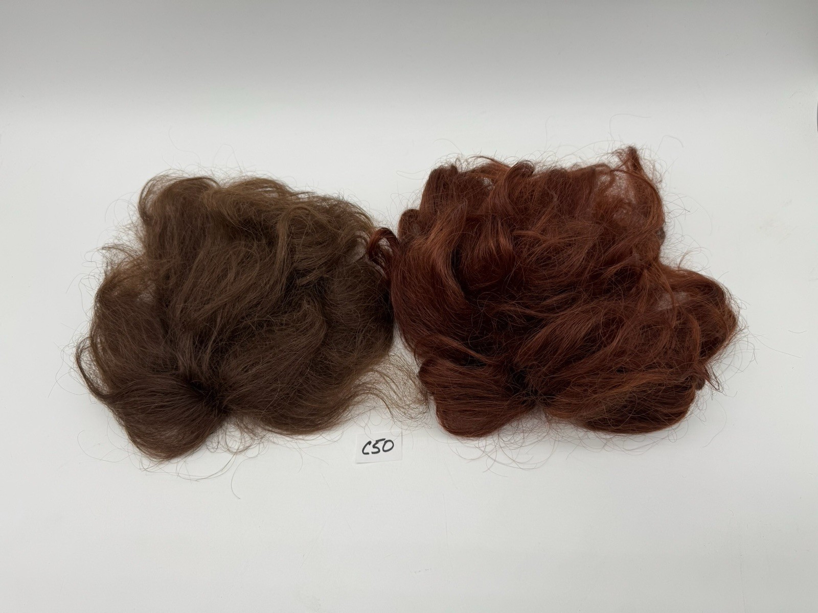 LOT (2) Vintage 100% Human Hair Hair Piece Wiglets Brown & Red Made in Korea