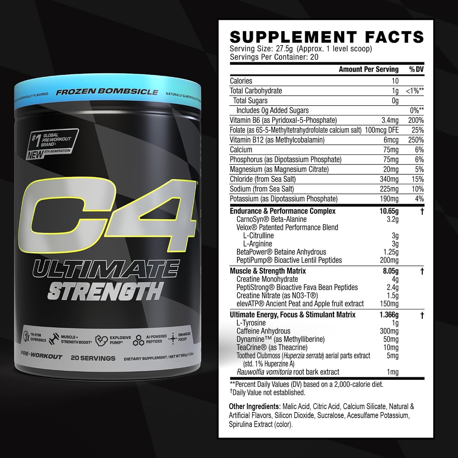 Cellucor C4 Ultimate Strength Pre Workout Powder – Tri-Stim Experience 300mg Caf
