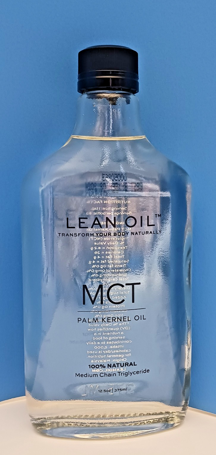 NOS Lean Oil MCT Palm Kernel Oil 375 ML Glass Bottle Best By 09/08/24