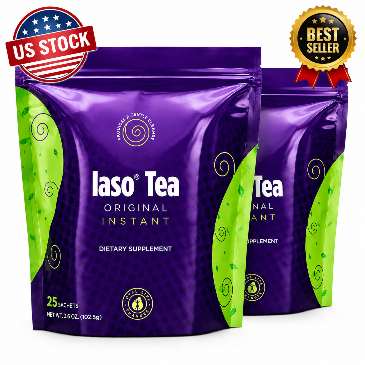 Pack of 2 TLC IASO Instant Tea Herbal Tea 25 Sachets Each Fast Free Shipping