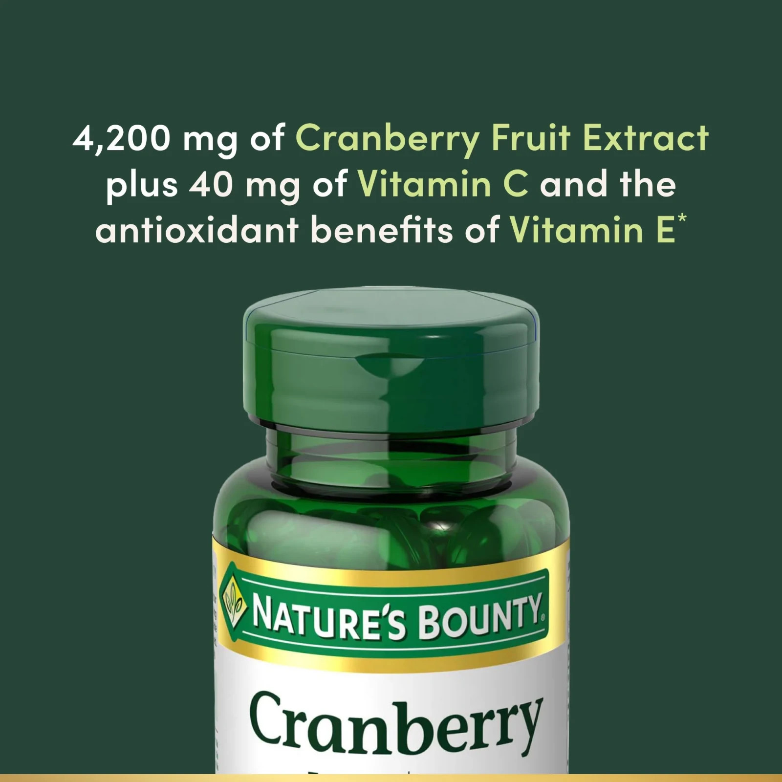Nature’S Bounty Cranberry Supplement Vit C Urinary Health 4200Mg 120 Softgels