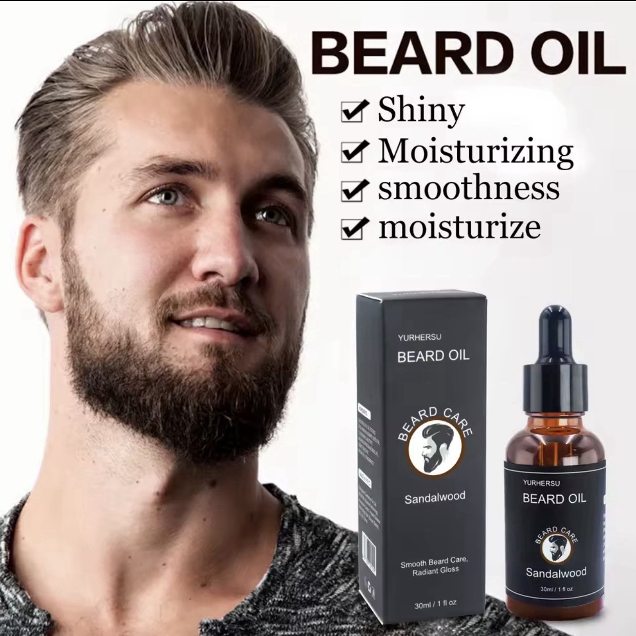 30ml New Facial Hair And Beard Growth Oil Is Suitable For Men’s Thick, Soft,