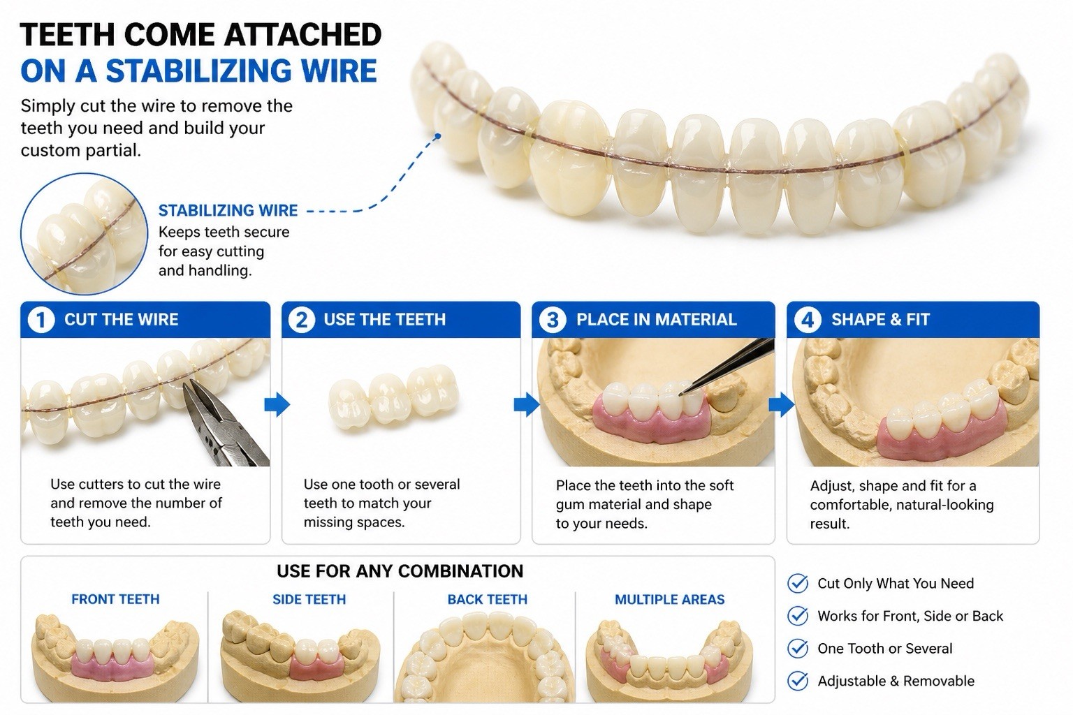 Partial Denture Kit Make Your Own Custom Denture Affordable Temporary Teeth A2