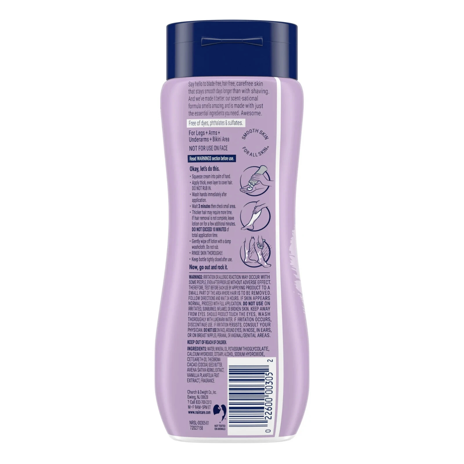 Nair Body Cream Hair Remover, Oat Milk & Vanilla, Body Women, 7.9 oz
