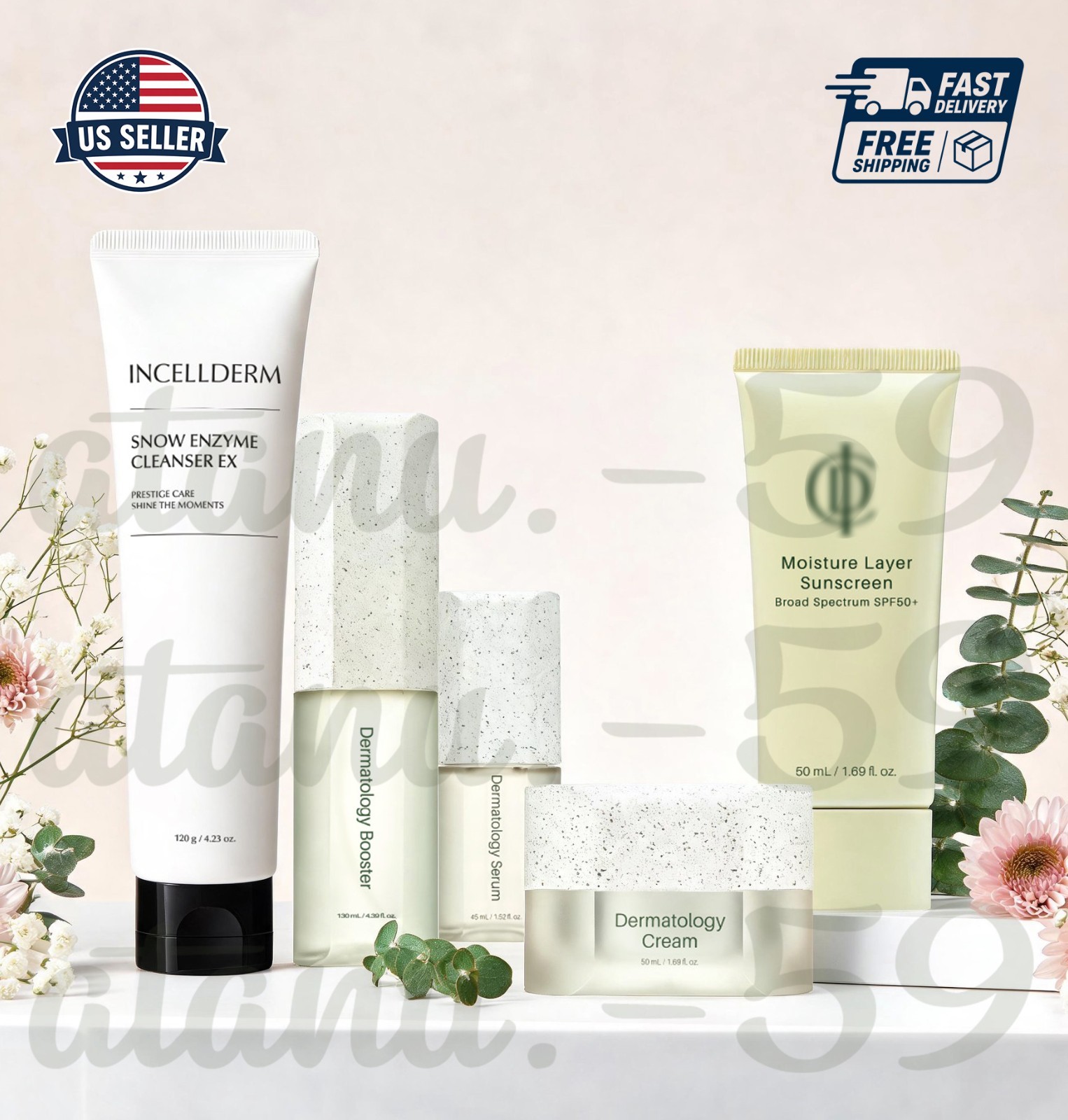 In.cellderm 5pcs Skincare Set |Snow,Booster,Serum,Cream,Sunscreen| K-Beauty – US