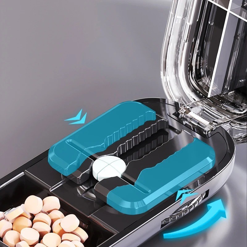 Adjustable Precise Pill Cutter Storage Box Portable Drug Tablet Medicine Dust US