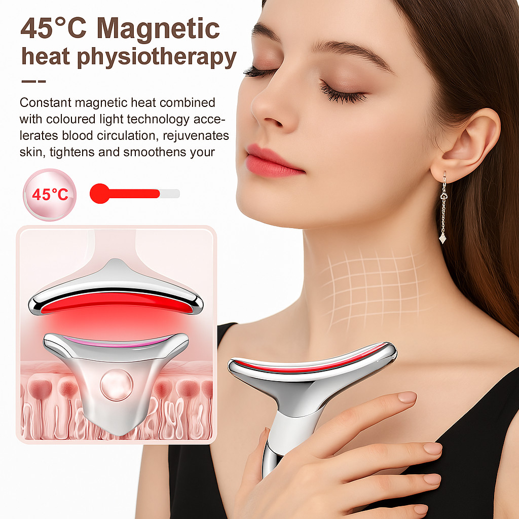 Neck Face Lifting Massager Skin Tighten Device LED Anti Wrinkle Double Chin US