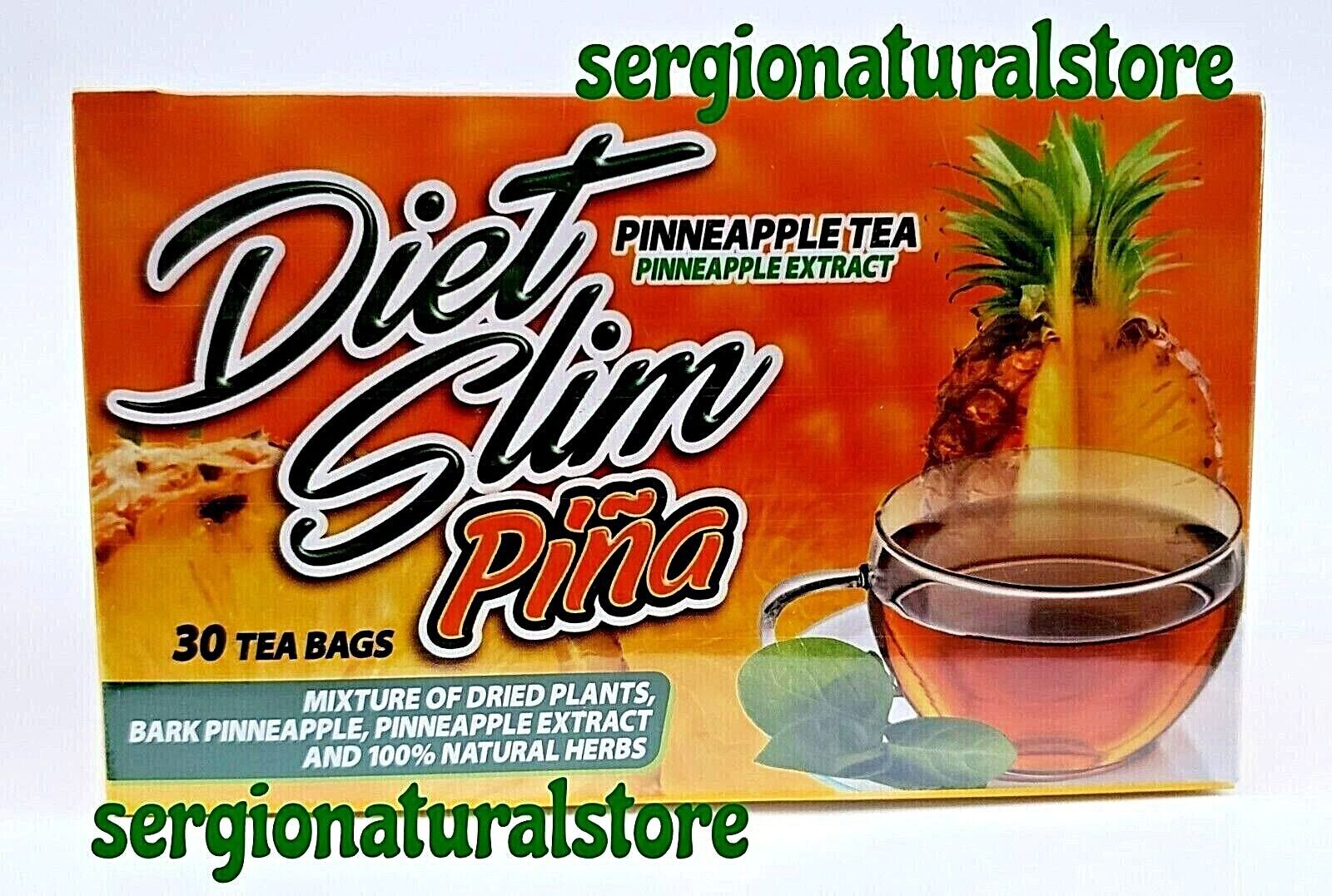 2 Packs DIET SLIM PIÑA TEA 60 WRAPPED BAGS 2.5 grs Green Tea Dandelion Piña