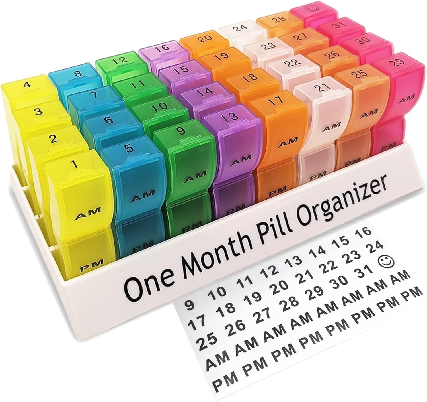 Monthly Pill Organizer 2 Times A Day, One Month Pill Box Am Pm, 30 Day