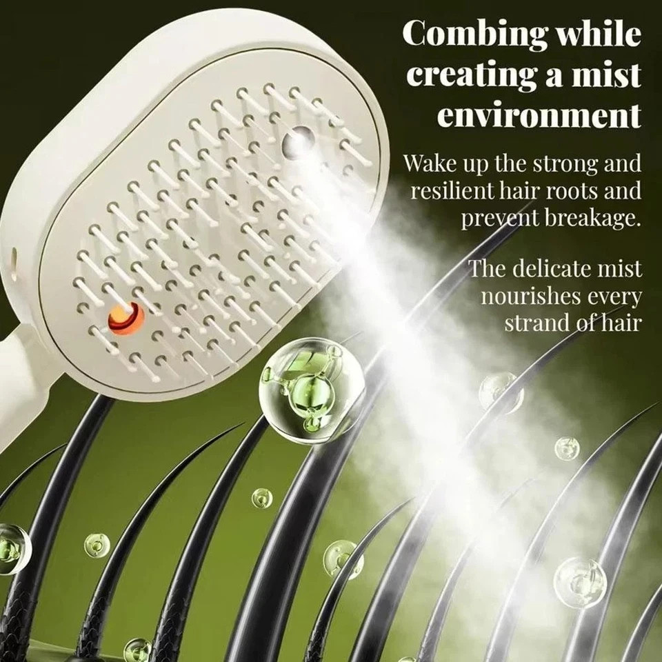 Electric Spray Air Cushion Massage Comb,Self-Cleaning Anti Tangle Electric Brush