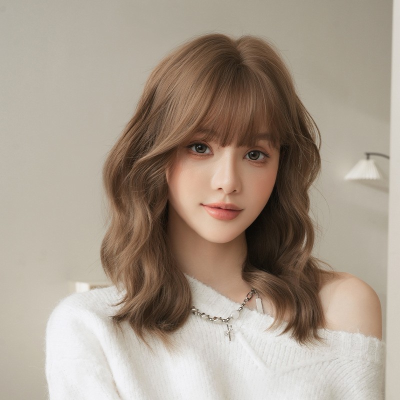 Layered Long Curly Synthetic Wig Premium Matte Fiber Rose Net Full Head