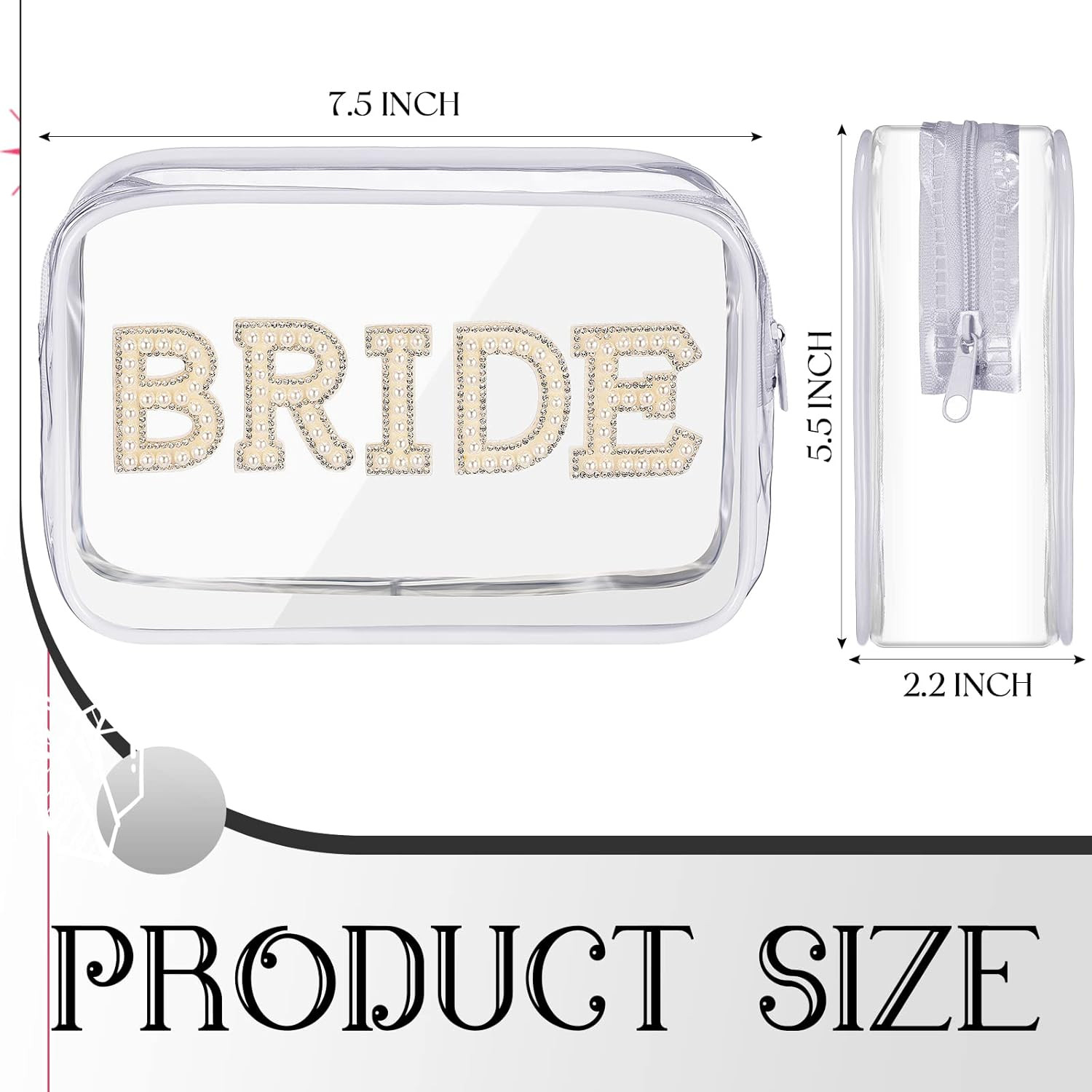 Bride Bag Clear Makeup Bag Bride Gift Cosmetic Packet Mrs Pearl Bachelorette Toi
