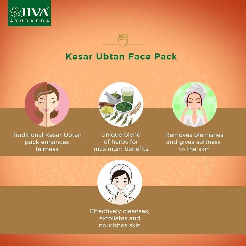 Kesar (saffron) Ubtan Face Pack- 50gm | Improves Complexion & Skin Health (3x)