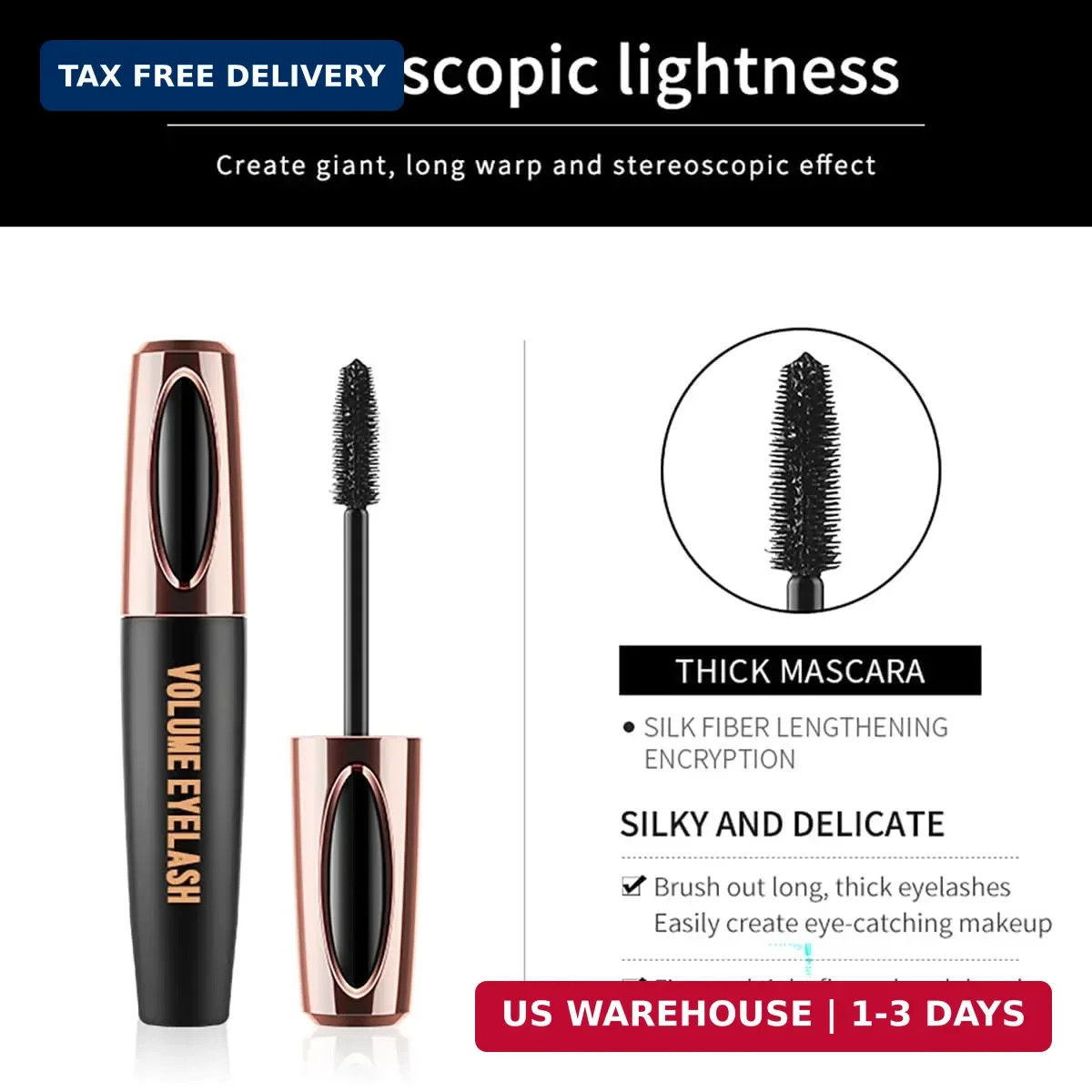 4D Silk Fiber Lash Mascara Extension Voluminous Mascara Waterproof & Smudge-Proo